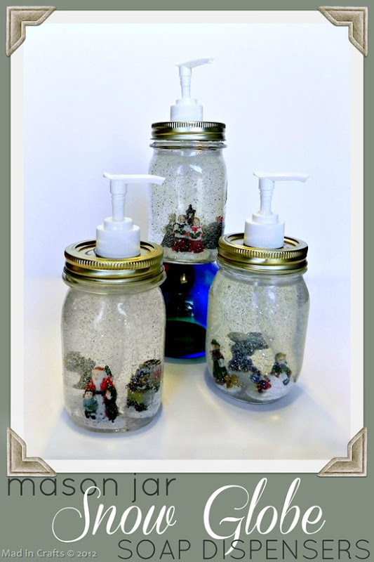 Dollar Store Mason Jar Snow Globe Soap Dispensers Mad in Crafts -   diy Presents jar
