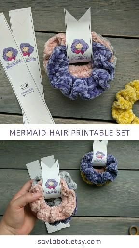Printable Mermaid Scrunchies Wraps -   diy Scrunchie thick