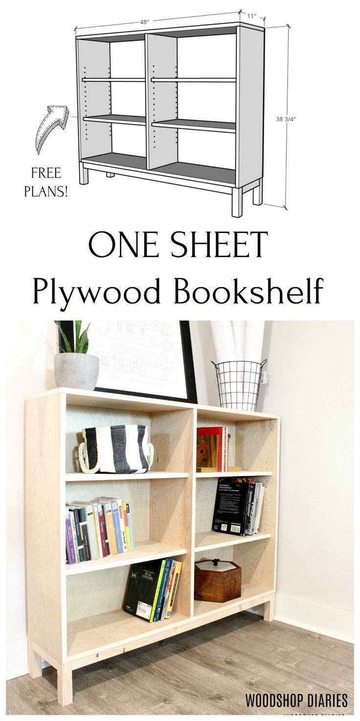 One Sheet Plywood Bookshelf --6 Steps and FREE Building Plans! -   diy Shelves bookshelves