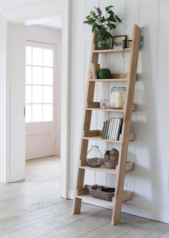 How to Build a DIY Leaning Ladder Shelf (Step by Step Guide) | brepurposed -   diy Shelves bookshelves