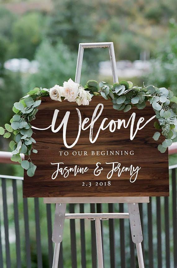 Wood Textured Wedding Welcome Sign, Editable Template, Printable -   diy Wedding elegant