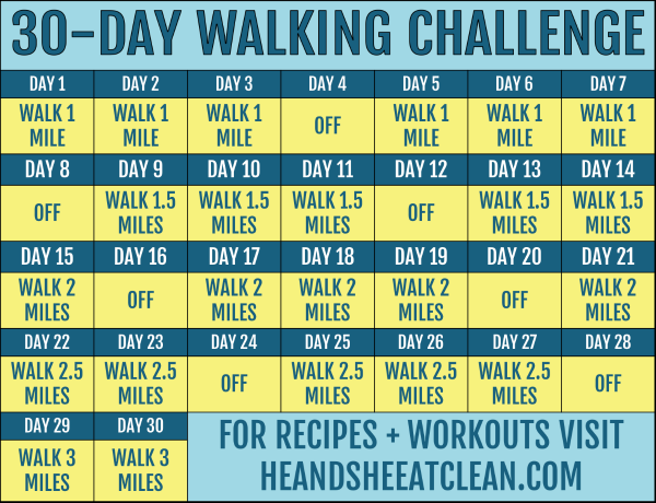 30-Day Walking Challenge with Printable Tracking Chart -   fitness Challenge hard