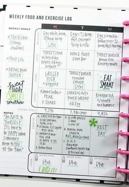 The Happy Planner Fitness Planner | Food, Exercise log & Added Inspirational Elements -   fitness Planner pages