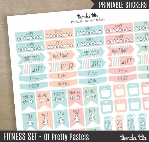 Printable Health And Fitness Planners And Printable Planner Stickers • Glitter 'N Spice -   fitness Planner pages