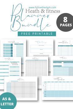 Fitness & Health Planner Bundle - Free Printables -   fitness Planner pages
