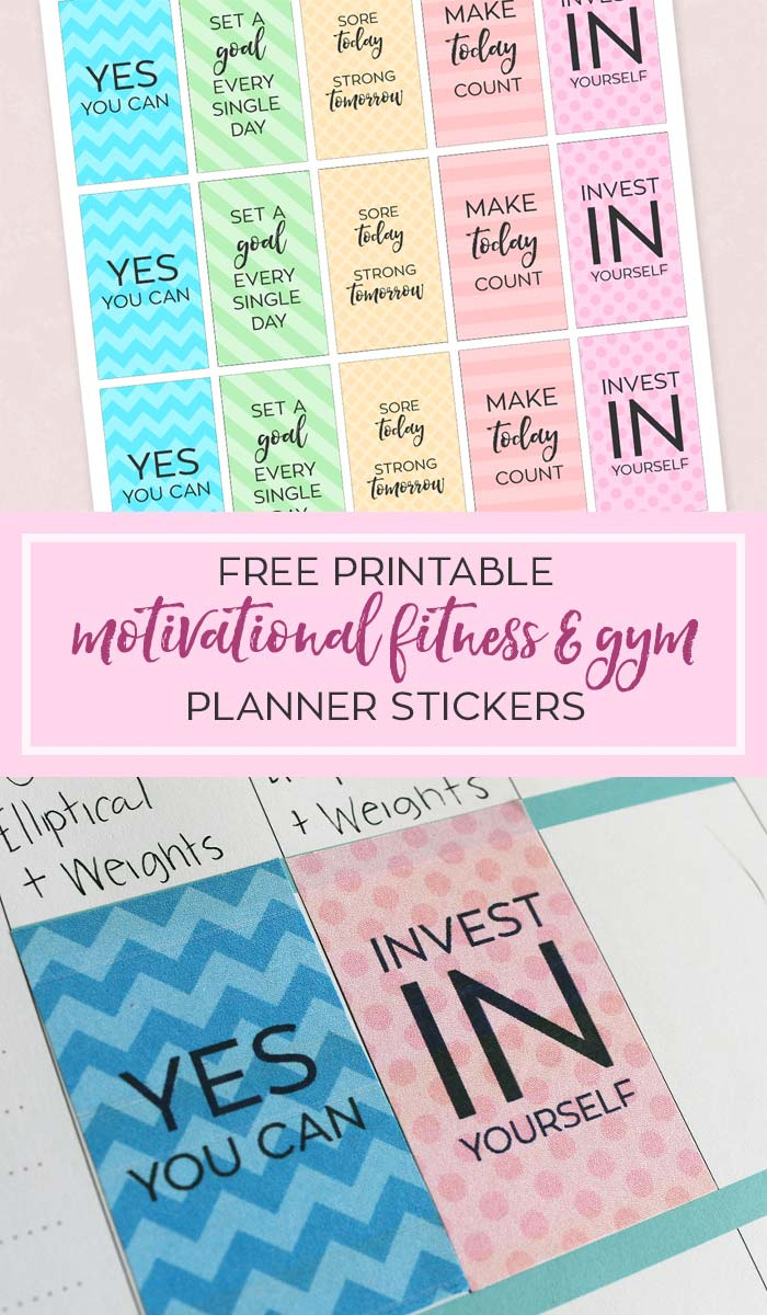 Free Printable Motivational Gym & Fitness Planner Stickers -   fitness Planner pages