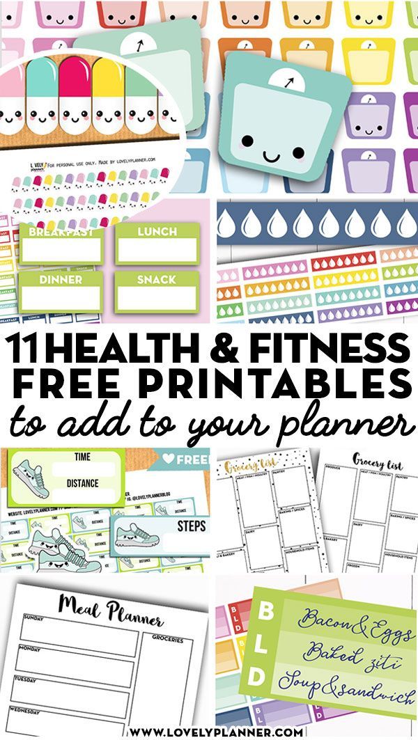 13 Free Printable Health and Fitness Planner Stickers and Inserts to Help You Reach Your Goals - Lovely Planner -   fitness Planner pages