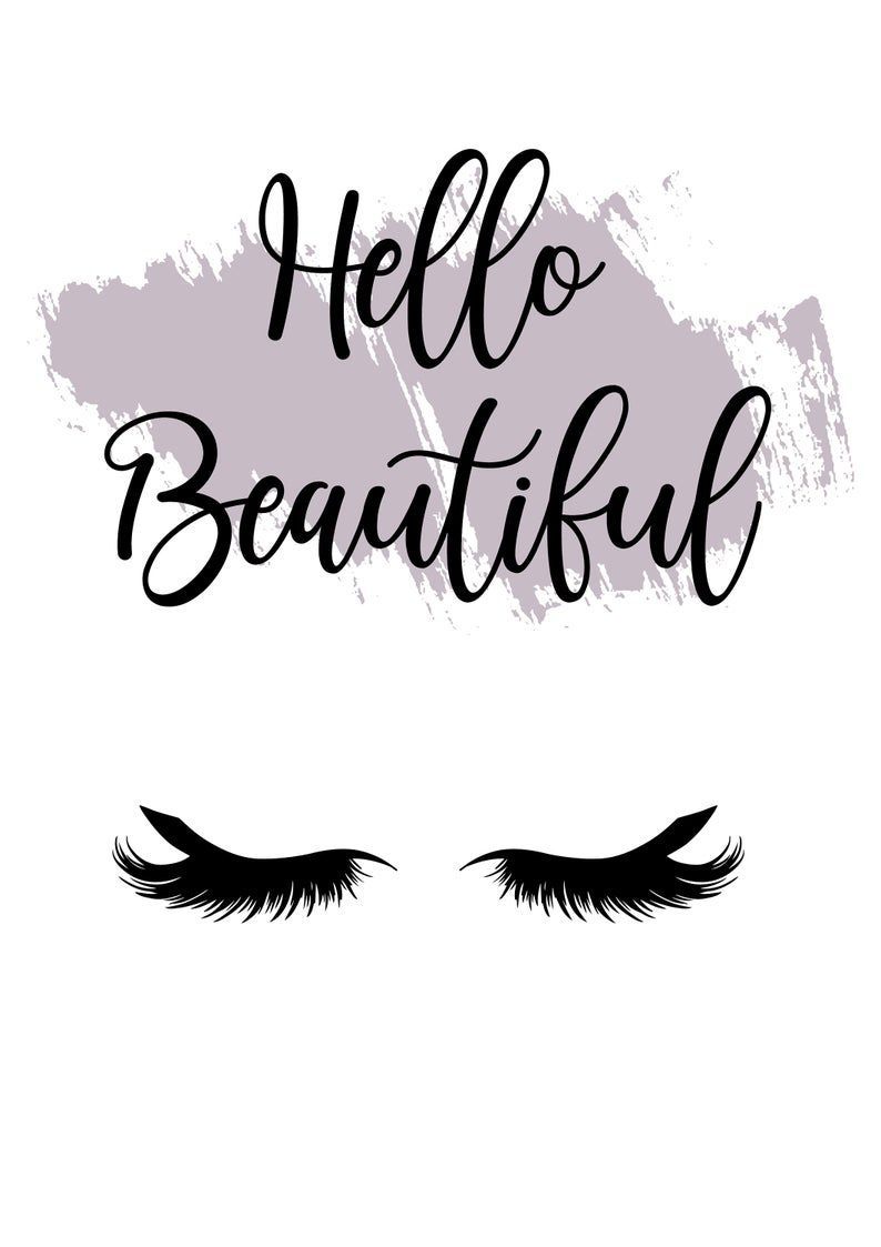 Lashe Wall Print Makeup Wall Prints Hello Beautiful Modern | Etsy -   hello beauty Wallpaper