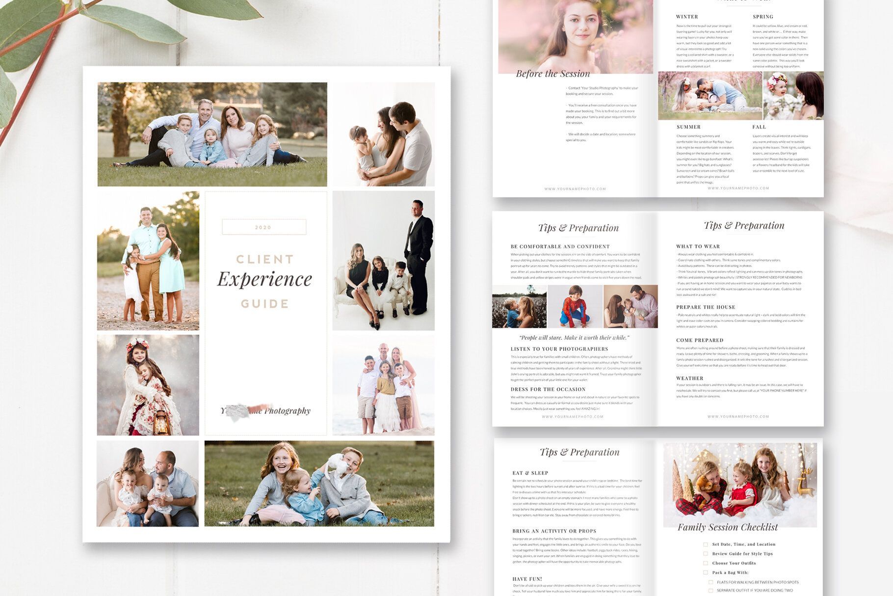 Client Experience Guide Template for Photographers — By Stephanie Design -   magazine style Guides