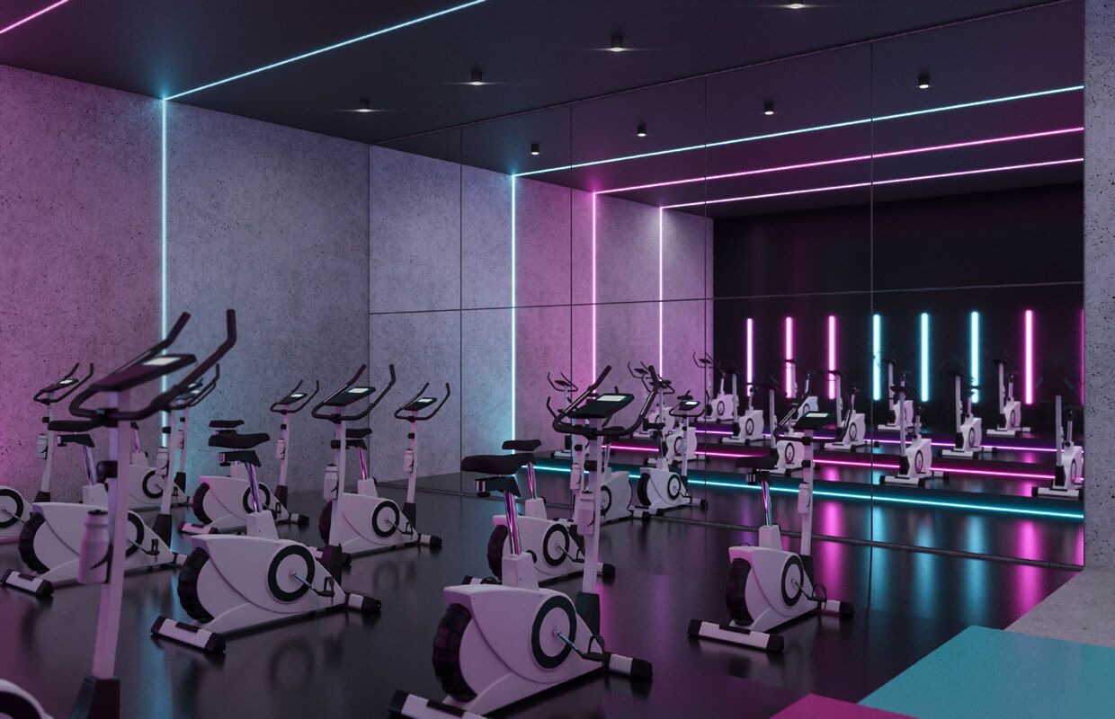 Ladies' Fitness Center Interior Design - Riyadh, Saudi Arabia - CAS -   small fitness Interior