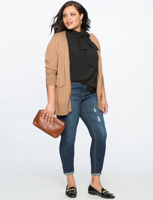 Classic Fit Peach Lift Distressed Skinny Jean | Women's Plus Size Pants | ELOQUII -   style Edgy plus size