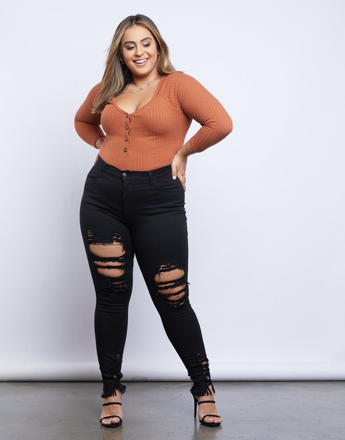 Plus Size Cassidy Distressed Jeans -   style Edgy plus size