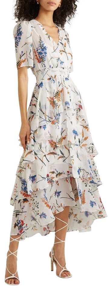 Maje | Shirred Floral-Print Georgette 1 Casual Maxi Dress Size 2 (XS) -   style Romantic dress