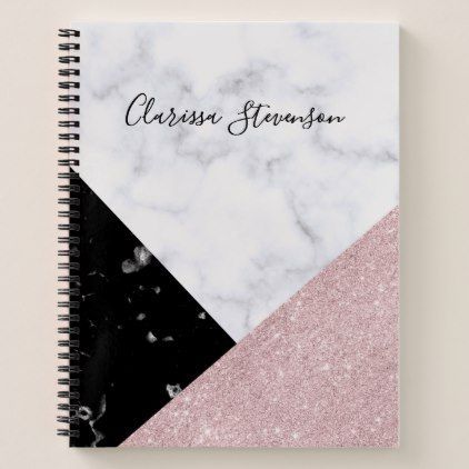 Elegant rose gold glitter white black marble notebook -   12 diy Tumblr notebook ideas