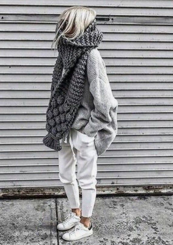 Handknitted Oversized Long Scarf , Charlotte Wool Winter Shawl . -   15 edgy style 2019 ideas