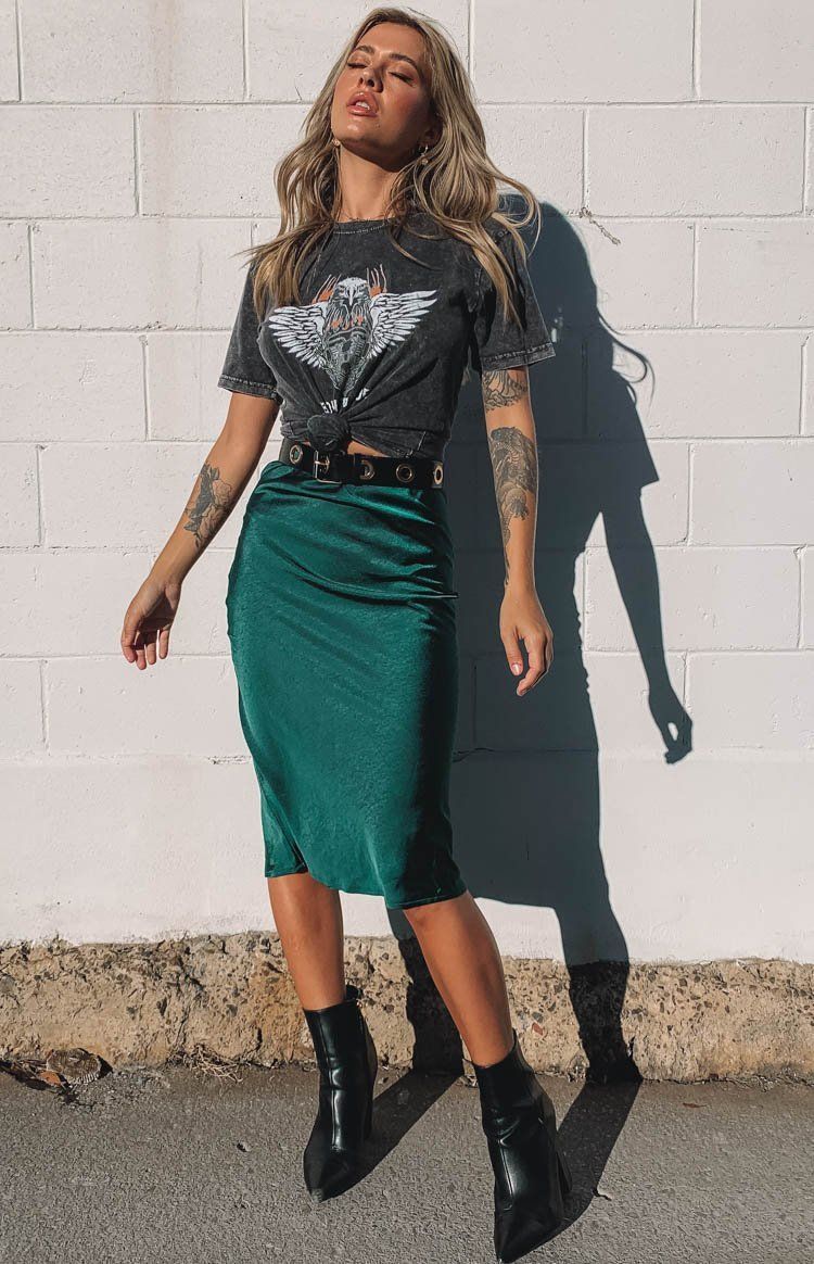 Trisha Midi Skirt Emerald - 8 -   15 edgy style 2019 ideas