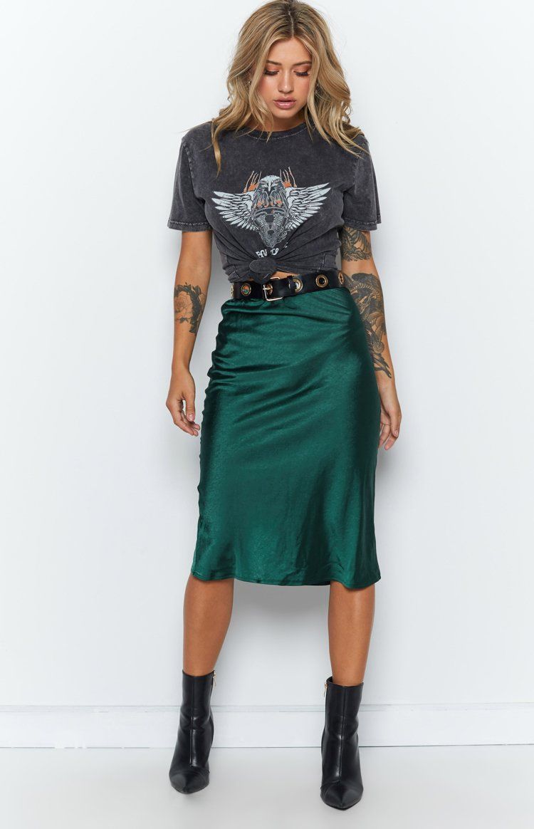 Trisha Midi Skirt Emerald - 8 -   15 edgy style 2019 ideas