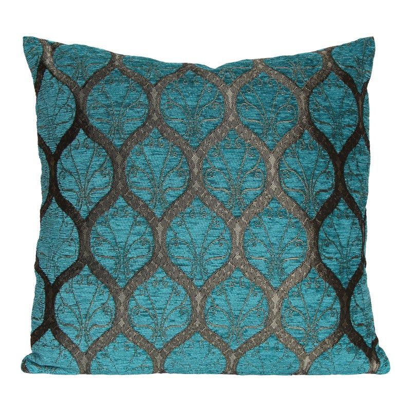 Turkish Ottoman Trellis Chenille Decorative Throw Pillow Turquoise - 18