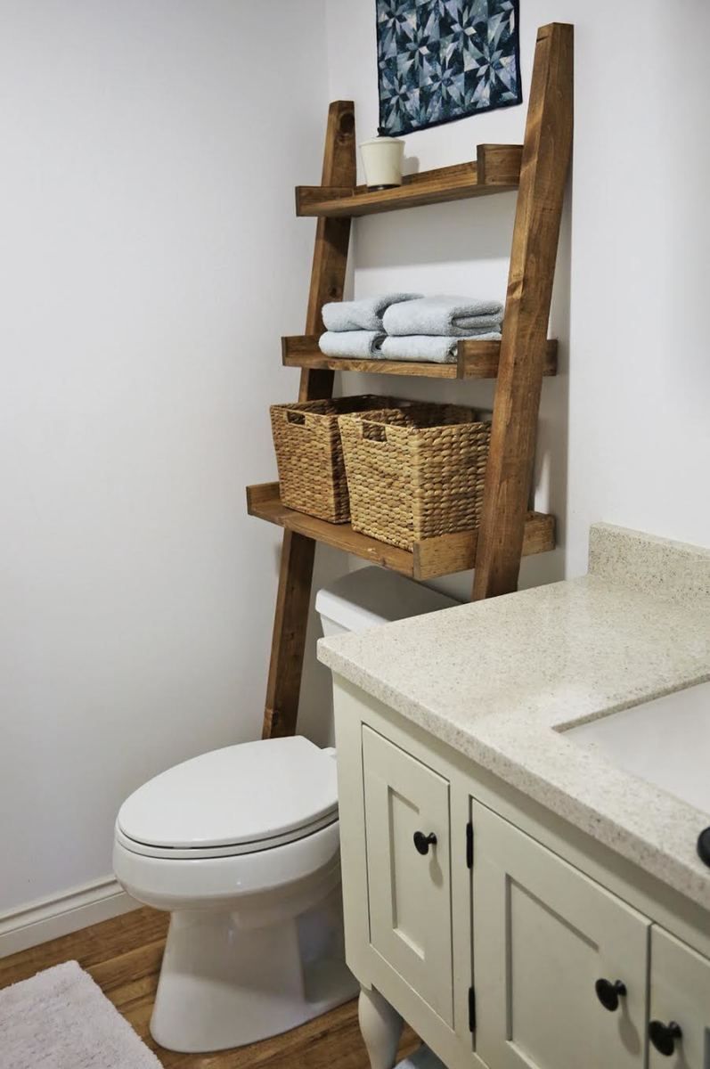 Over the Toilet Storage - Leaning Bathroom Ladder -   17 diy Bathroom cupboard ideas