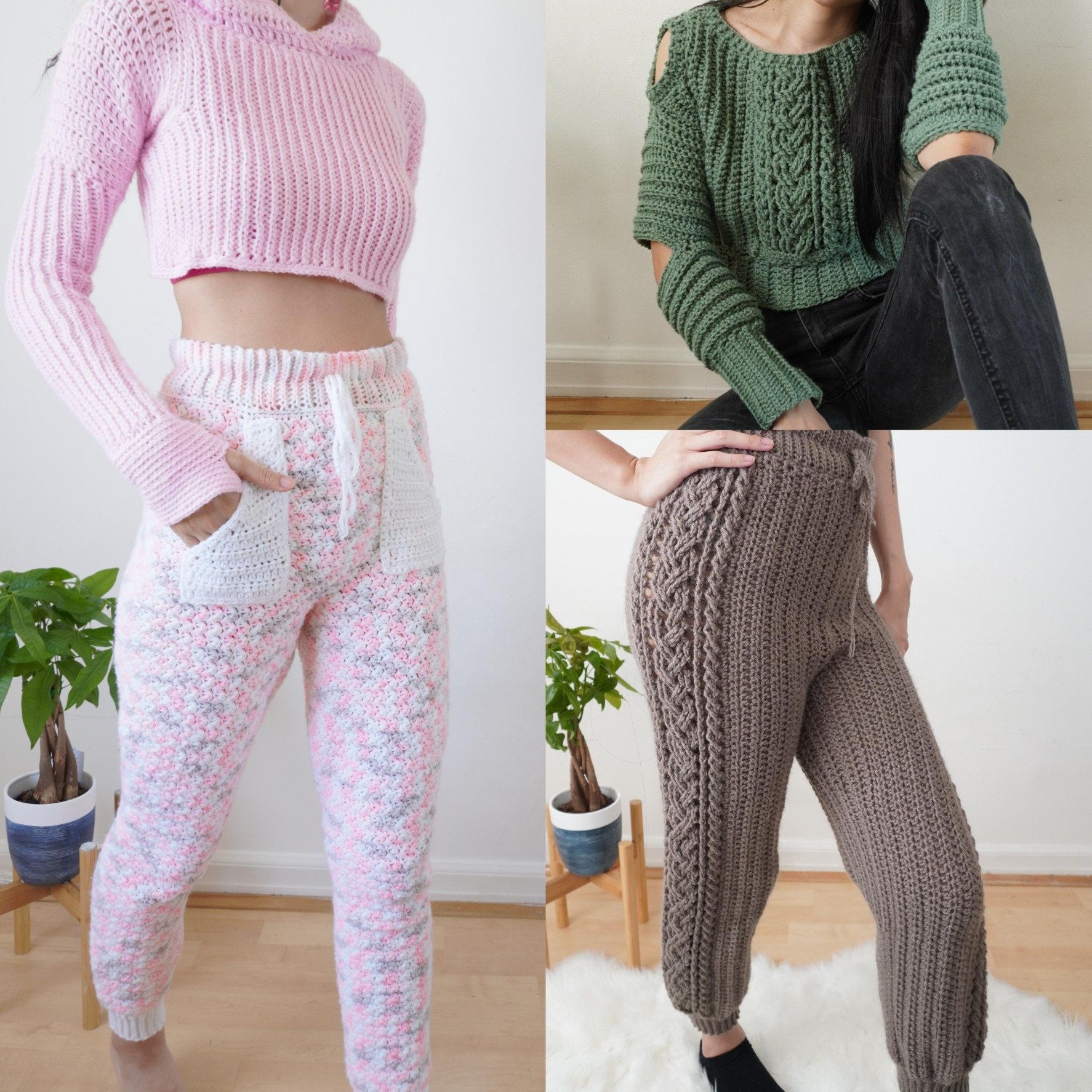 Crochet Cropped Hoodie and High Waisted Sweats Pattern Bundle -   17 diy Clothes sweater ideas