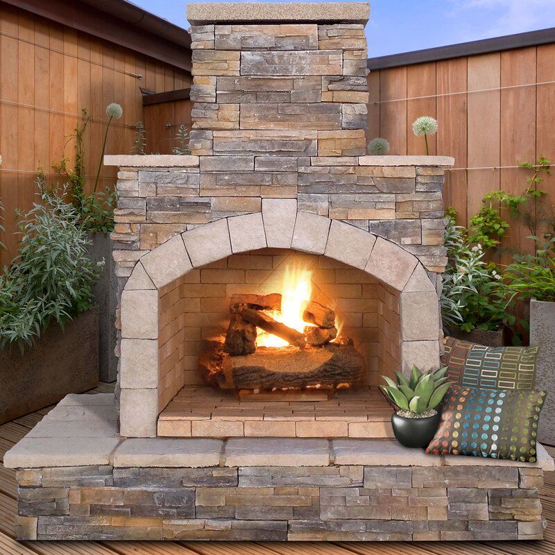 Cal Flame Steel Propane/Natural Gas Outdoor Fireplace | Wayfair -   17 diy Outdoor fireplace ideas