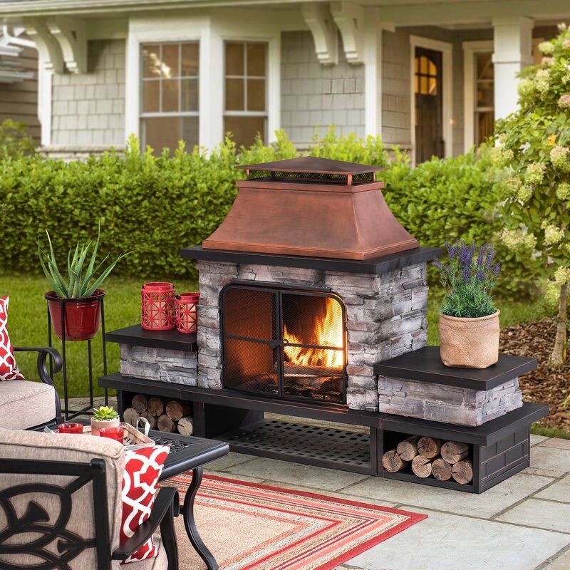 Quillen Steel Wood Burning Outdoor Fireplace -   17 diy Outdoor fireplace ideas