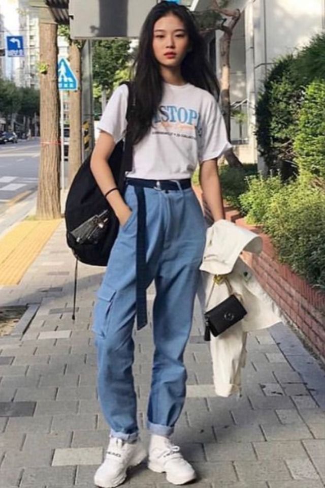 Cute Ulzzang Korean Girl Summer Spring Seoul Casual Comfy Wear Stylish Outfit Vintage Retro Jeans -   17 korean style Women ideas