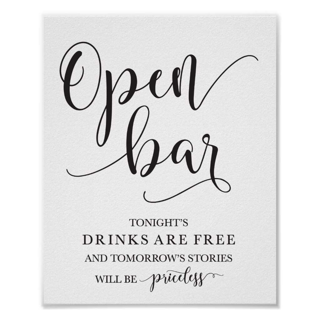 Open Bar Wedding Alcohol Sign -   18 beauty Bar boda ideas