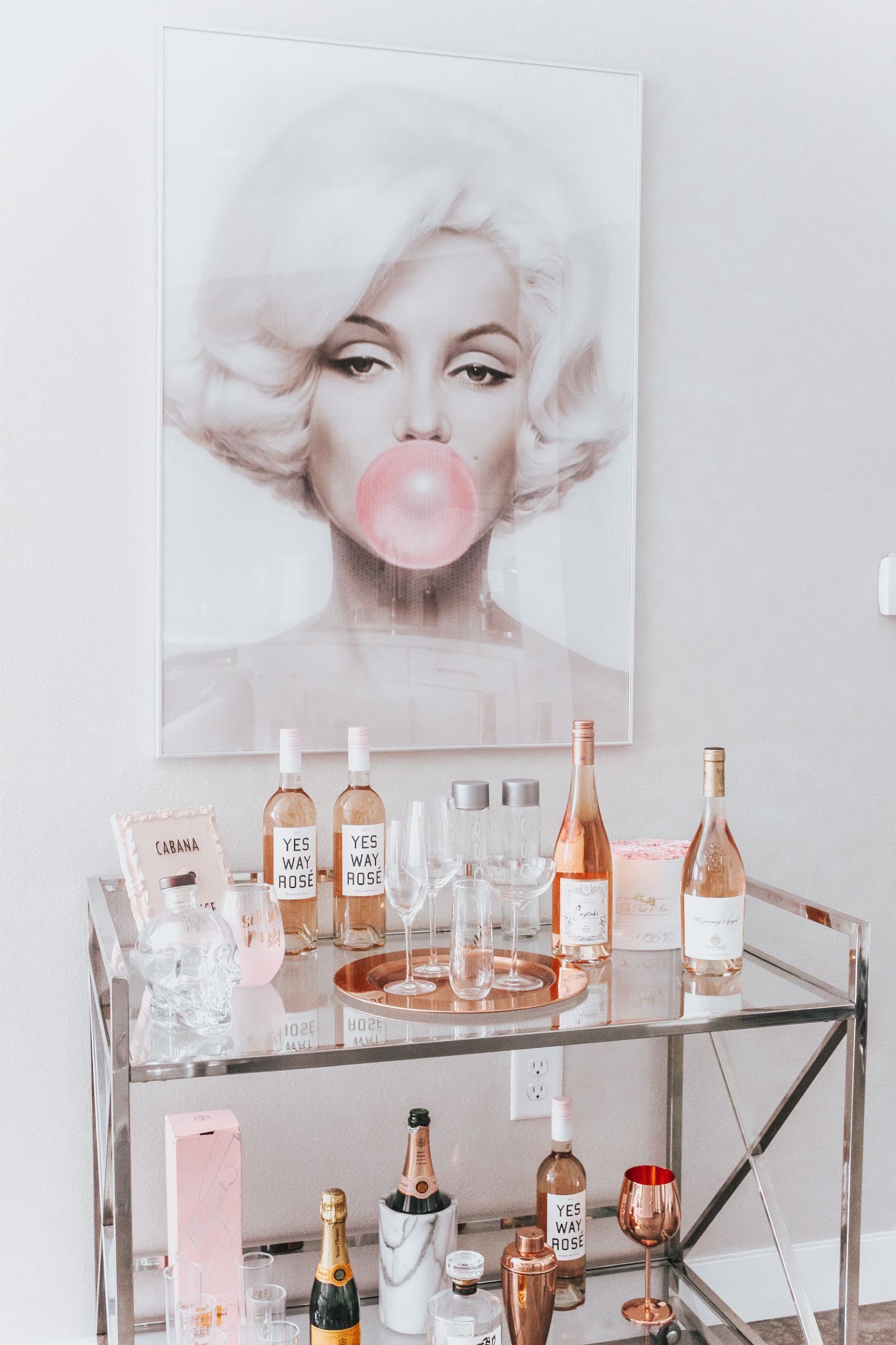 Chic Marilyn Monroe Inspired Bar Cart -   18 beauty Bar in bedroom ideas
