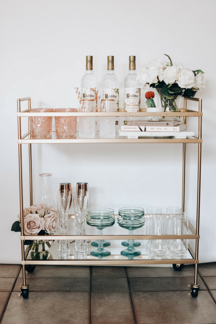 Spring Bar Cart Reveal + 5 Simple Cocktails | Danielle Gervino -   18 beauty Bar in bedroom ideas