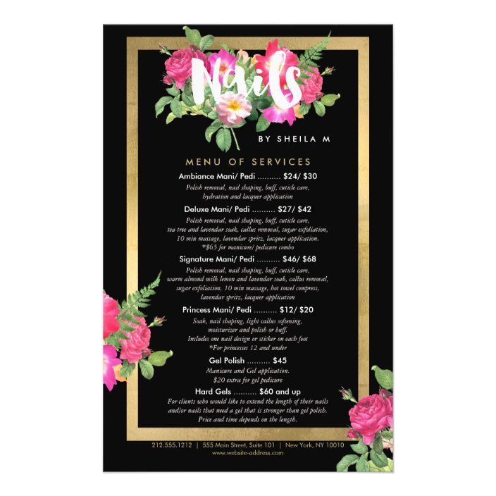 Beauty Florals Nail Salon Price List Service Menu 25 flyers -   18 beauty Salon price list ideas