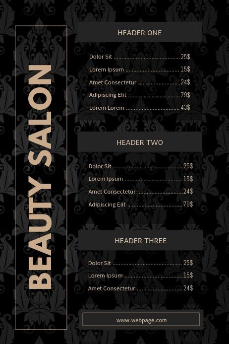 Luxury Price List Template -   18 beauty Salon price list ideas
