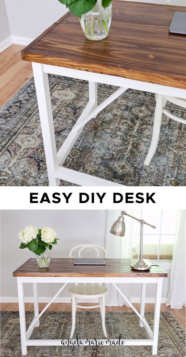 Easy DIY Computer Desk - Angela Marie Made -   18 diy Desk wood ideas