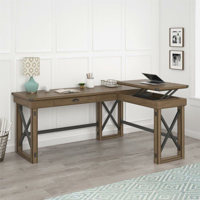 Tasha L-Shape Standing Desk -   18 diy Desk wood ideas