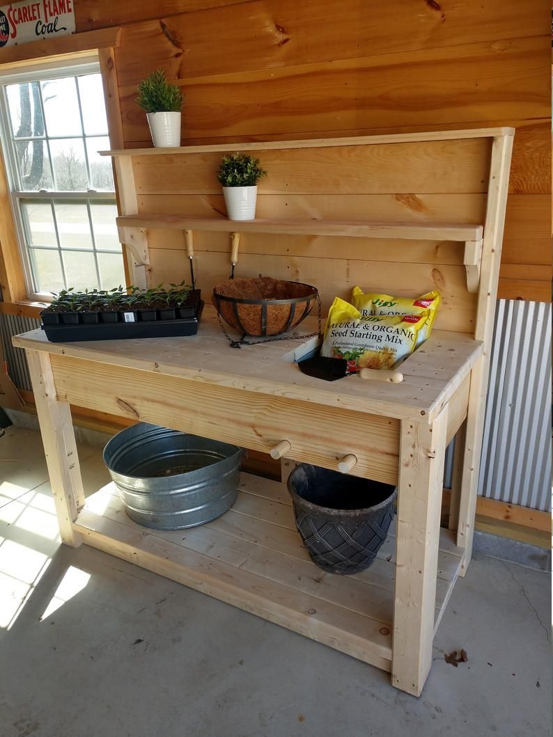 DIY Potting Bench Plans - Strong, Elegant - And Easy To Make From Basic 2x Lumber! -   18 diy Outdoor easy ideas