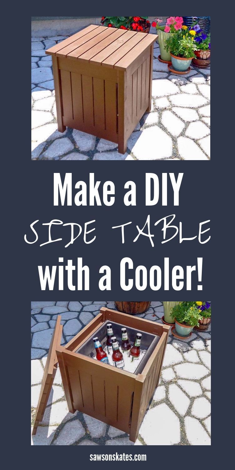 DIY Outdoor Side Table with Cooler (Easy + Unique) | Saws on Skates -   18 diy Outdoor easy ideas