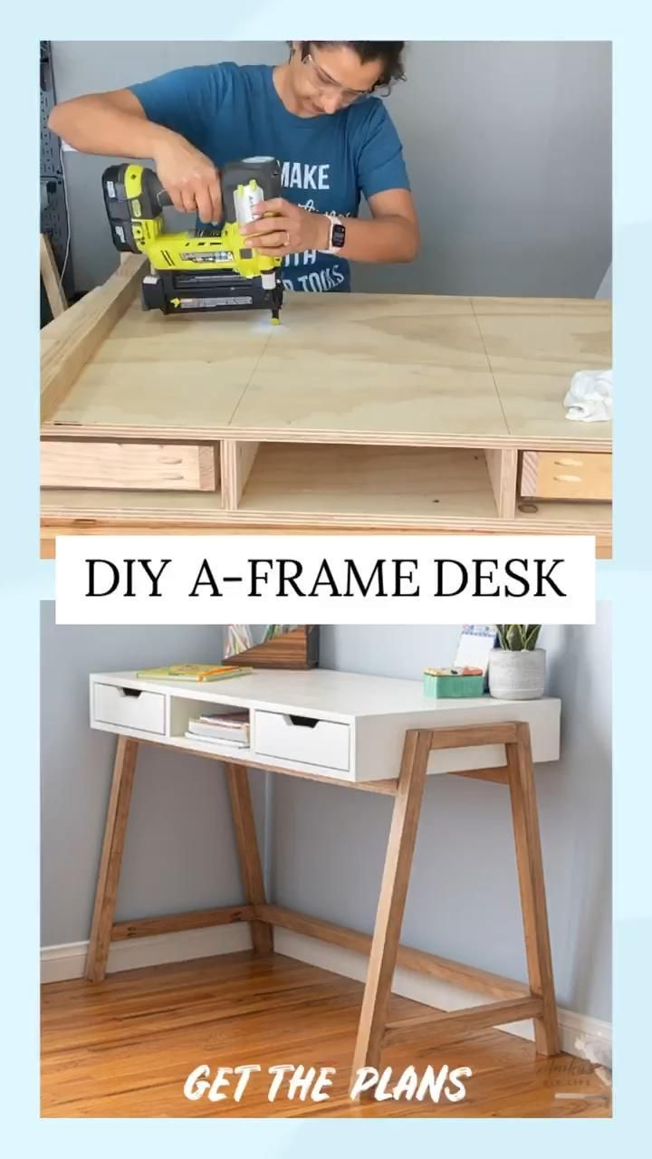 Beginner DIY Desk - Easy Modern A-Frame Design -   18 diy Table with drawers ideas