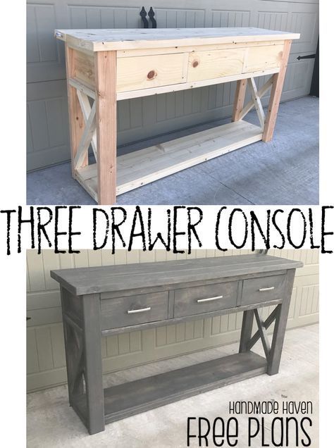 Three Drawer Console -   18 diy Table with drawers ideas