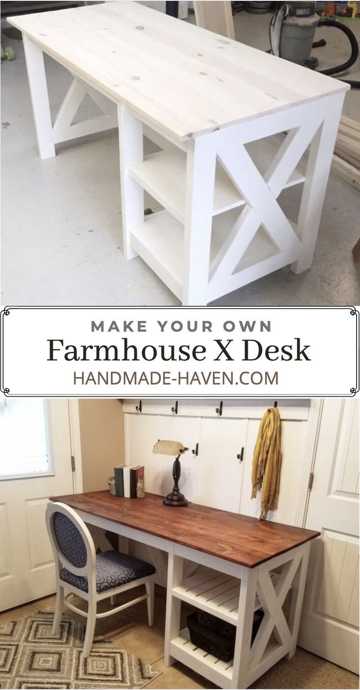 Farmhouse X Office  Desk -   18 diy Table with drawers ideas