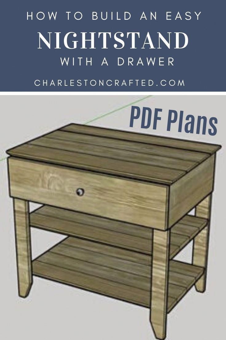 Wooden Nightstand Bedside Table with Drawer Printable PDF Woodworking Plans -   18 diy Table with drawers ideas