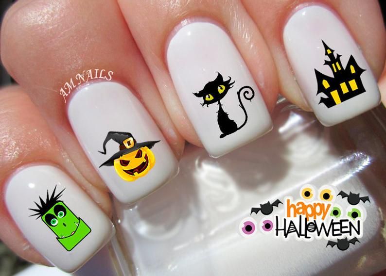 42 Halloween Nail Decals -   18 halloween nails diy easy ideas