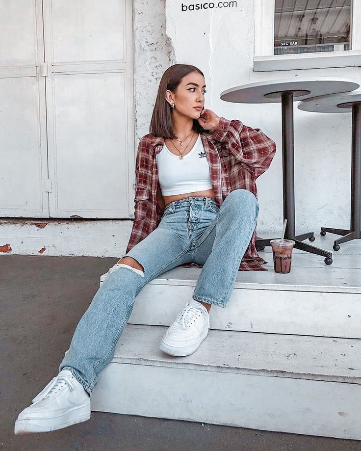 flannels, white sneakers, and ripped jeans -   18 style Inspiration aesthetic ideas