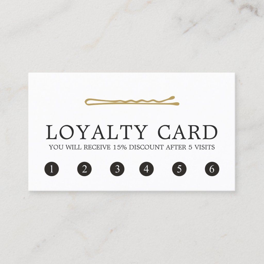 Minimal Elegant Faux Gold Hair Pin Hair Salon Loyalty Card -   19 beauty Design salon ideas