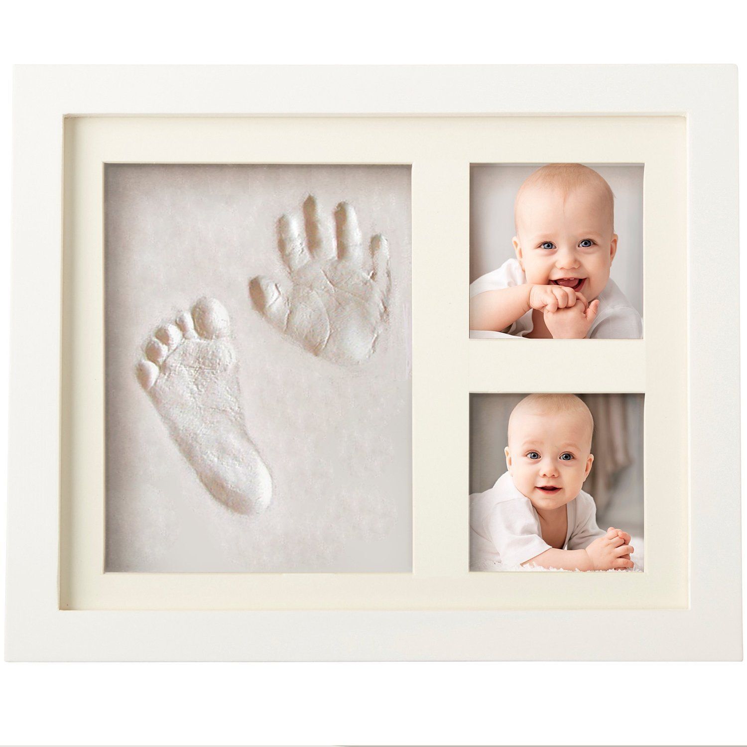BEST BABY HAND & FOOTPRINT PICTURE FRAME KIT for Boys and Girls, Cool & Unique Baby Shower Gifts for Registry, Memorable Keepsakes Decorations for Room Wall or Table Decor, Premium Clay & Wood Frame -   19 diy Baby crafts ideas