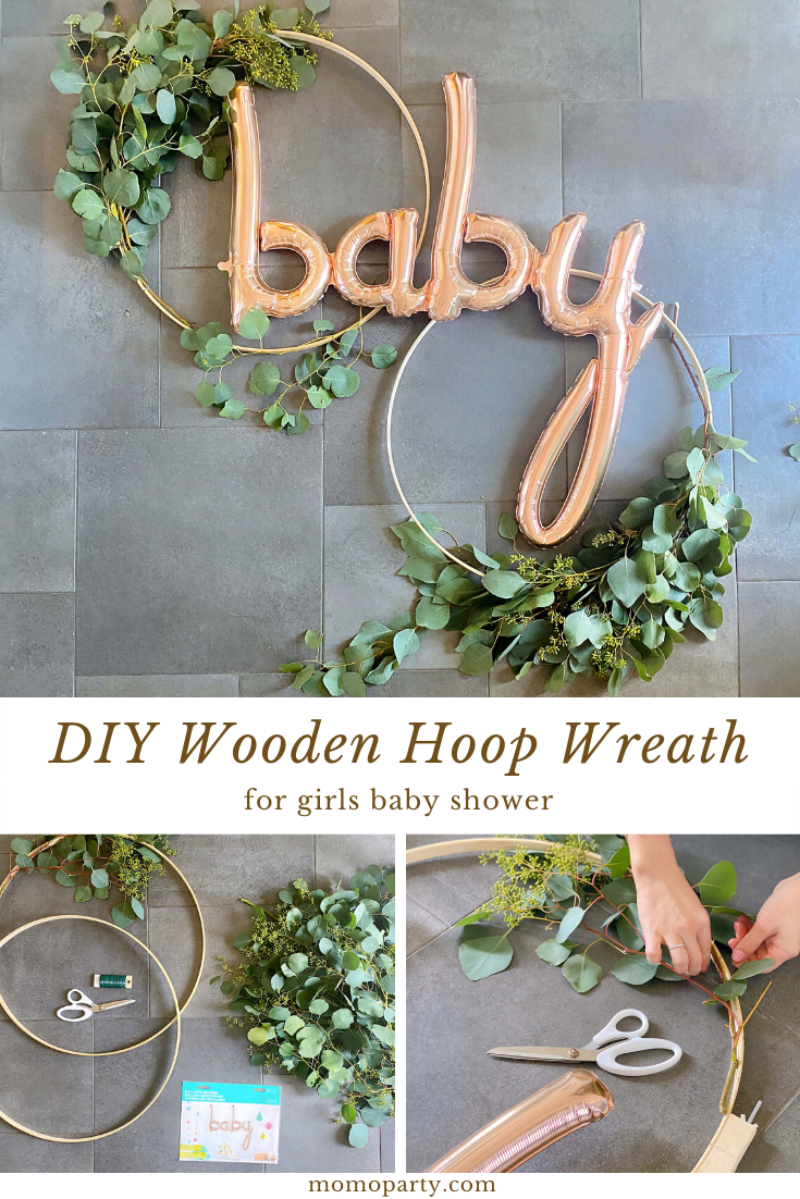 Baby Shower Decoration DIY Wooden Hoop Wreath -   19 diy Baby crafts ideas