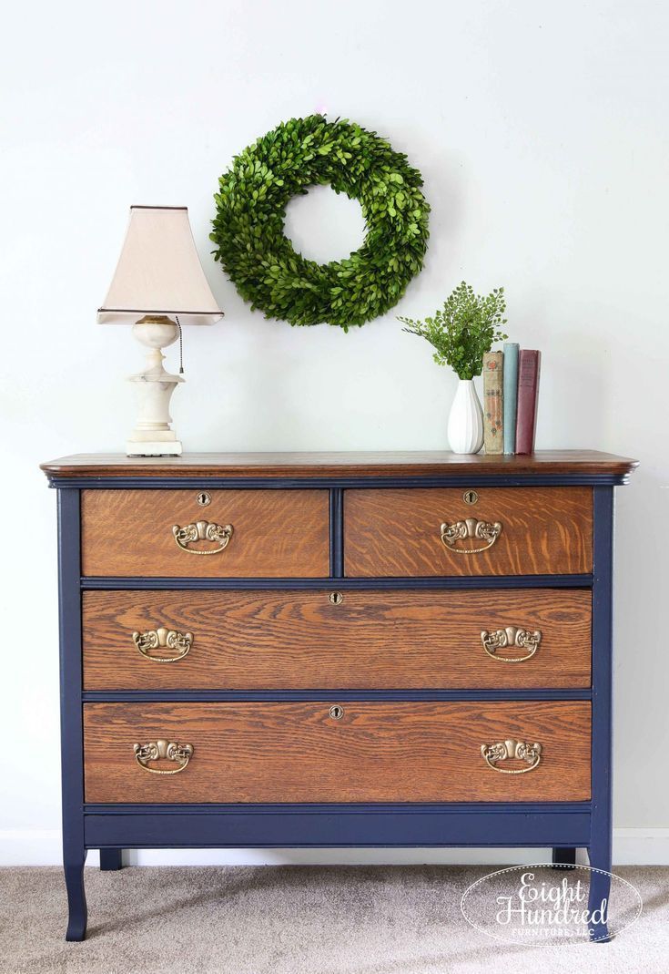 Oak Dresser in Coastal Blue Milk Paint - Eight Hundred Furniture -   19 diy Furniture restoration ideas