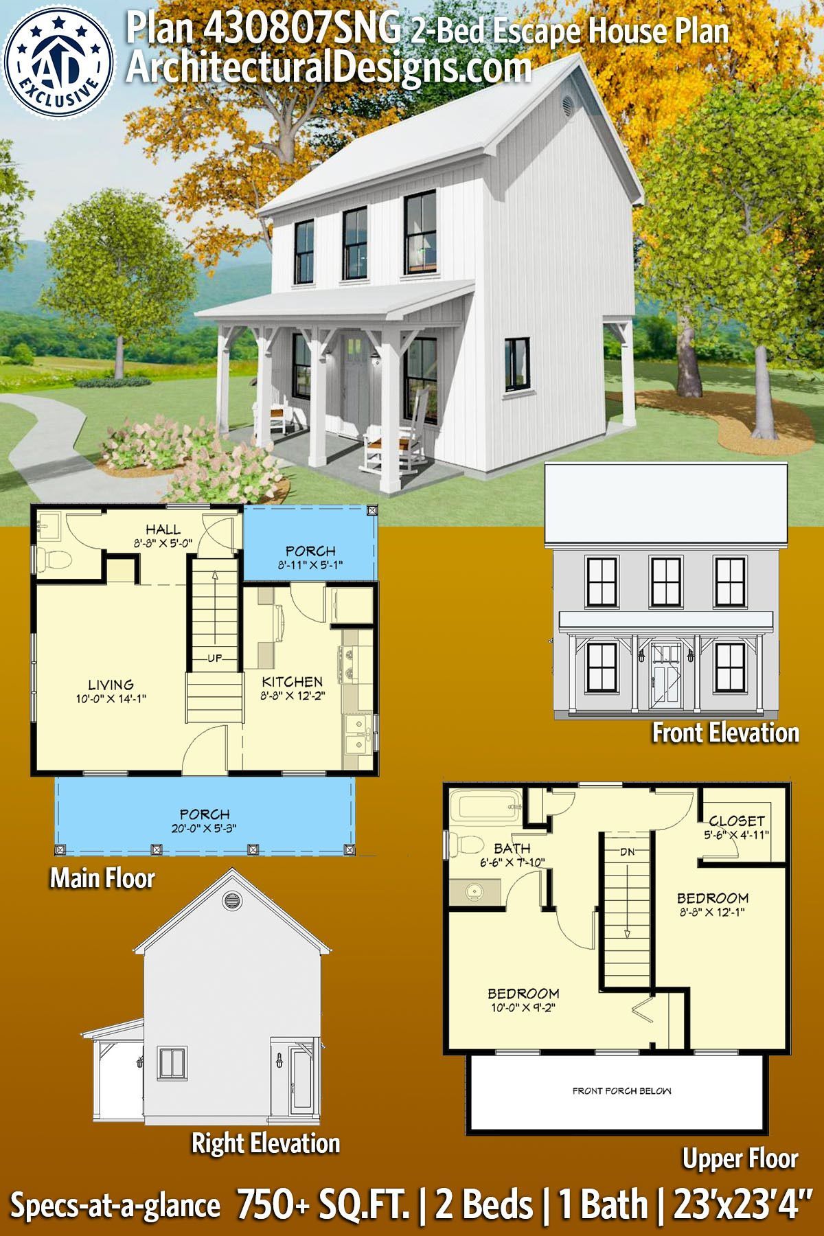 2 Bed Farmhouse Cottage House Plan 430807SNG -   19 diy House blueprints ideas