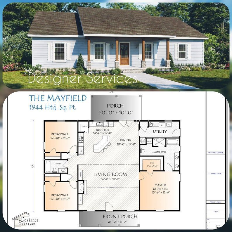 Mayfield House Plan, 1944 Square Feet -   19 diy House blueprints ideas