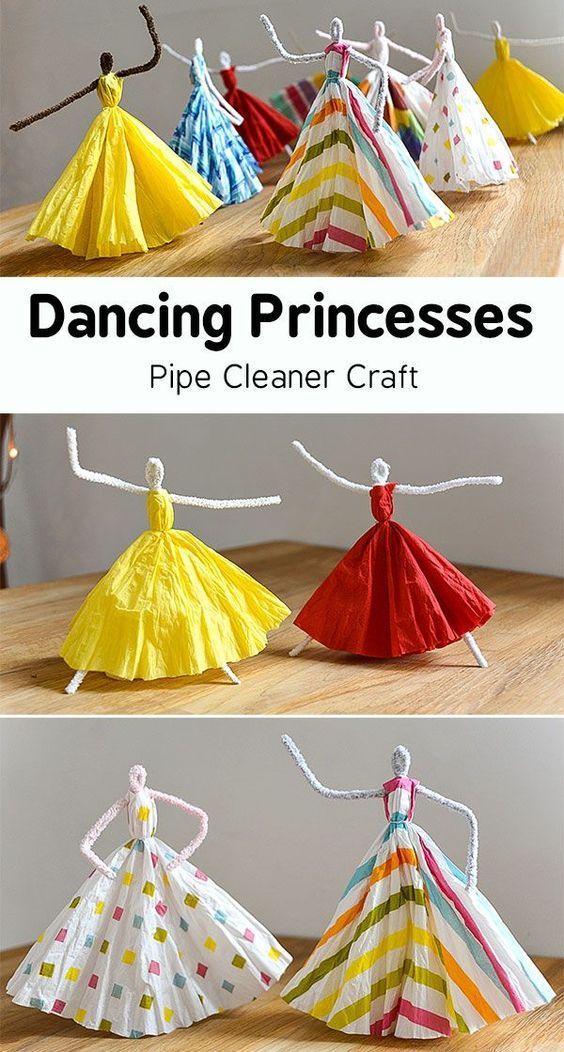 Paper Napkin Dancing Princesses Pipe Cleaner Craft -   19 diy Kids spring ideas