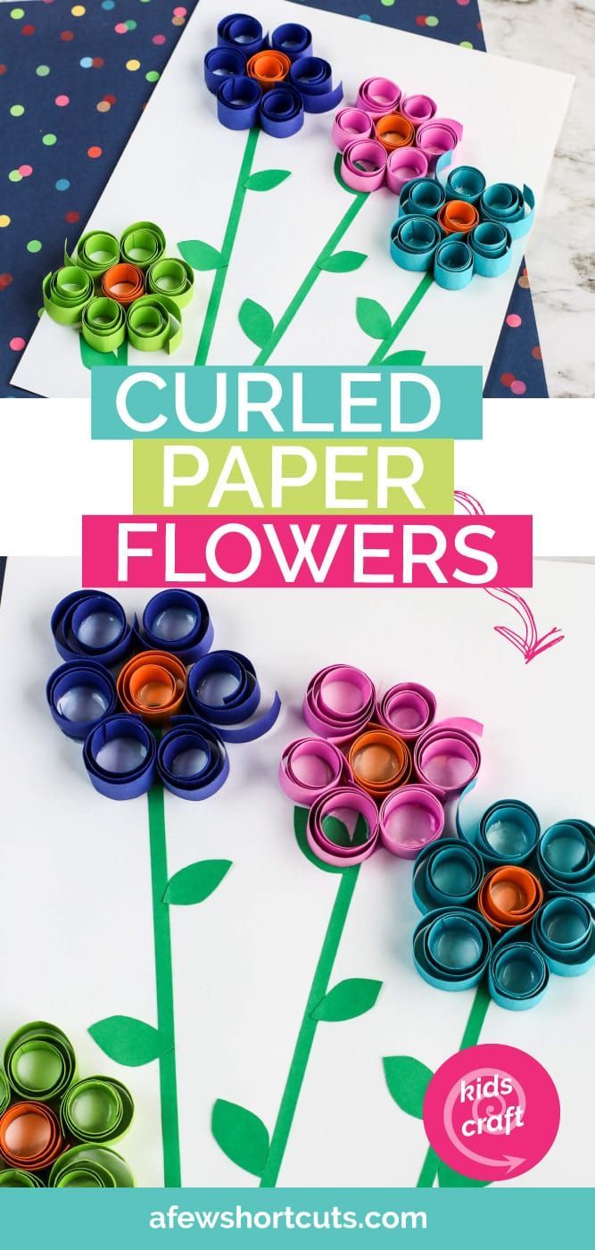 Curled Paper Spring Flowers Kids Craft -   19 diy Kids spring ideas